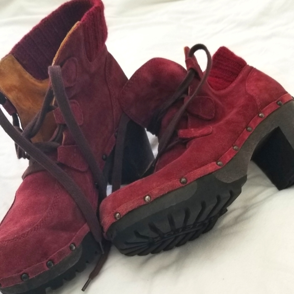 Boots Softcloxs,  wine red,  10 , real suede